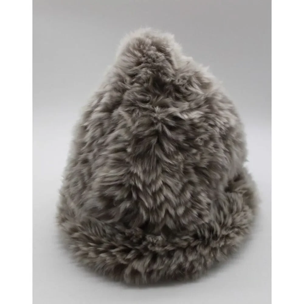 Scaasi Hat Beret Womens Medium Gray‎ Fur Fluffy Winter Accessory Chic Soft